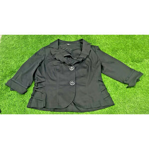 Vex Collection Women's Two-Button 90's Blazer Black Stretch Lightweight 42